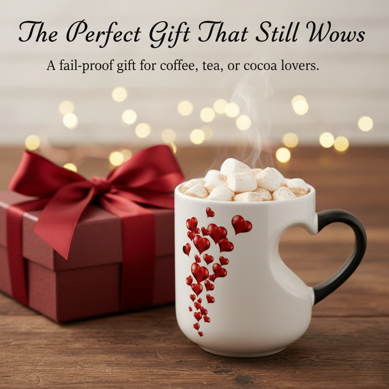 Color-Changing Heart Ceramic Mug – 400ml, Heat-Reactive Design & Heart Handle
