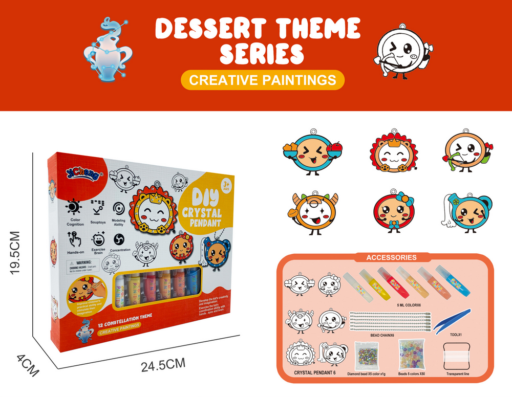 Kids Crystal Craft Kit – 30×30cm Canvas, No-Bake Glue & 9 Designs