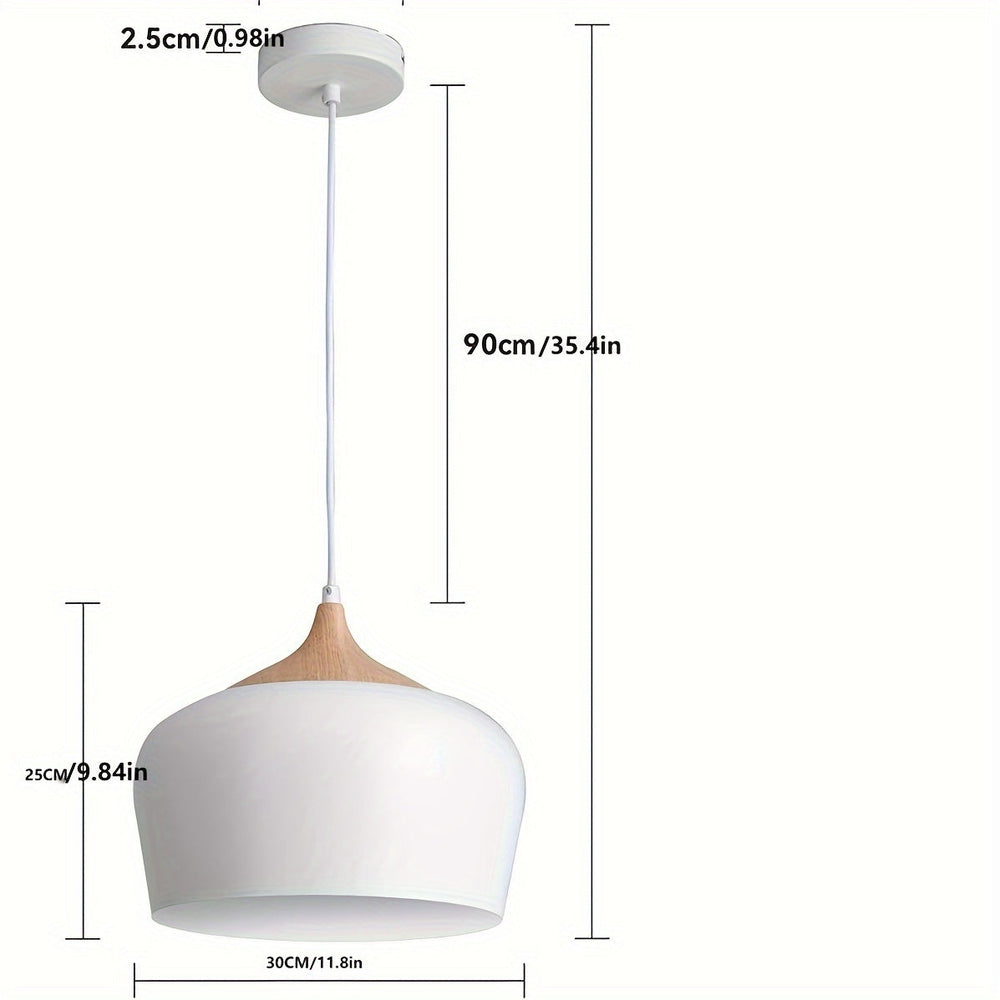 Modern Scandinavian Pendant Light | Iron & Wood Grain Design