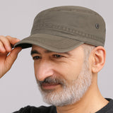 Unisex Cotton Military Cap – Flat Design, Adjustable 56–61cm & Curved Brim