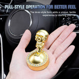 Skull Start Button Cover – Aluminum Alloy, Rhinestone Detail & Adhesive Mount
