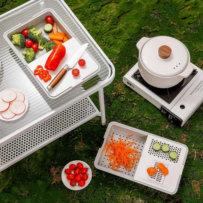 5-in-1 Kitchen Grater & Cutting Board – Stainless Blades, Catch Trays & Hand Guard