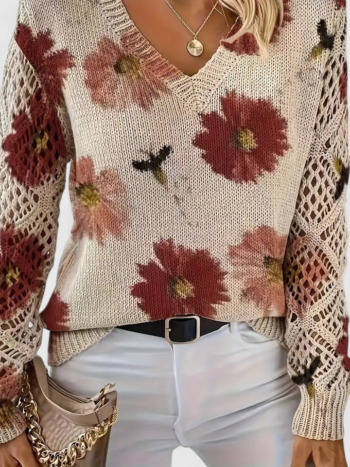 Noelle Floral Knit Sweater - Stylish Strickpullover for Women
