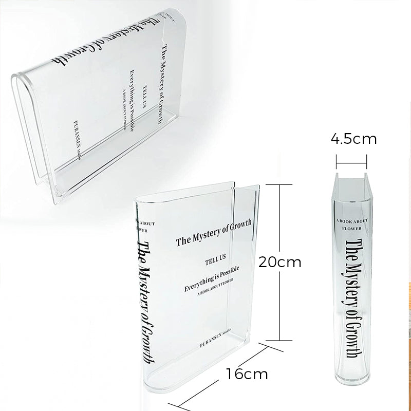 Book-Shaped Acrylic Bud Vase – Clear, Shatterproof & Modern Minimalist