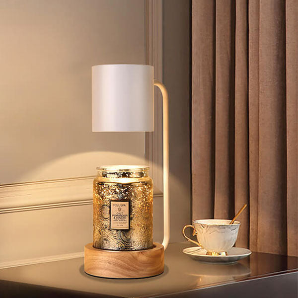 Japanese Minimalist Candle Warmer Lamp | Wooden Base Dimmable Wax Melter