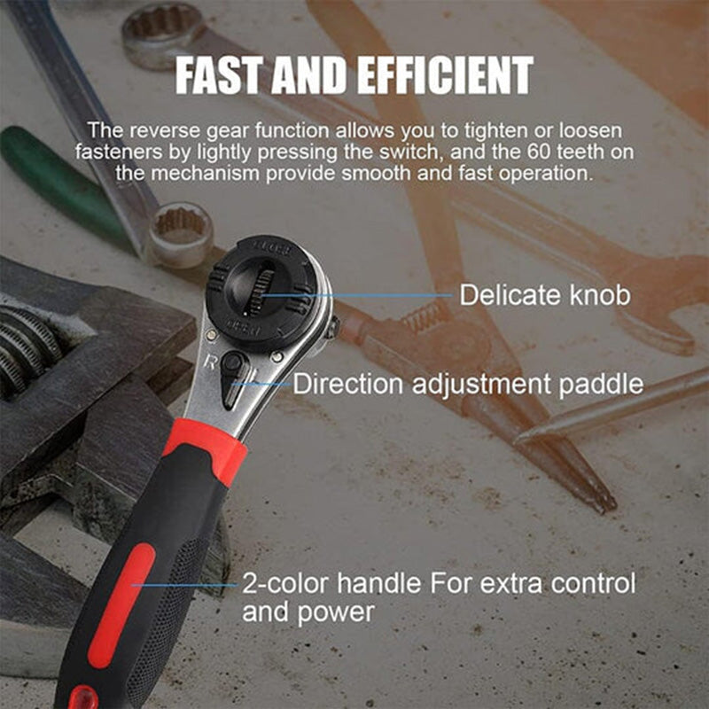 Adjustable Ratchet Wrench – 6-22mm, 60-Tooth Chrome-Vanadium Steel & Reversible