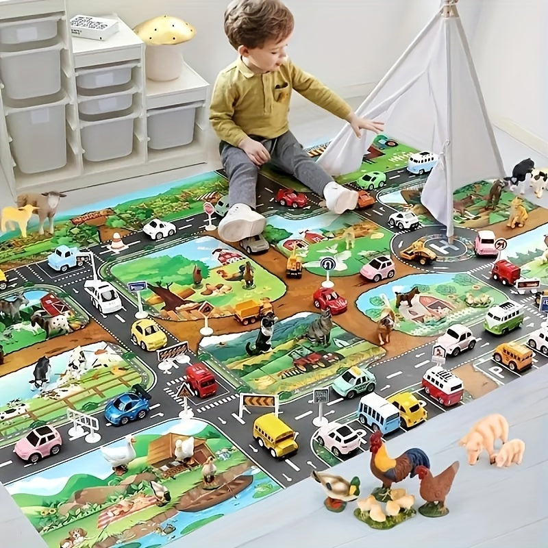 DuoPlay – Kids Play Rug with Farm & Traffic Theme