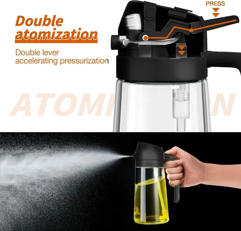 2-in-1 Glass Oil Sprayer – 470ml Spray & Pour, BPA-Free & Dishwasher Safe