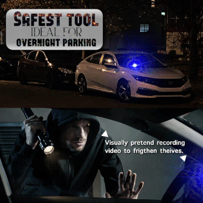 Solar-Powered LED Car Alarm Light – Anti-Theft Flashing Beacon, ABS, Red or Blue