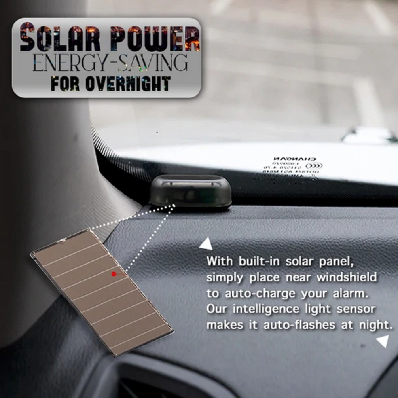 Solar-Powered LED Car Alarm Light – Anti-Theft Flashing Beacon, ABS, Red or Blue