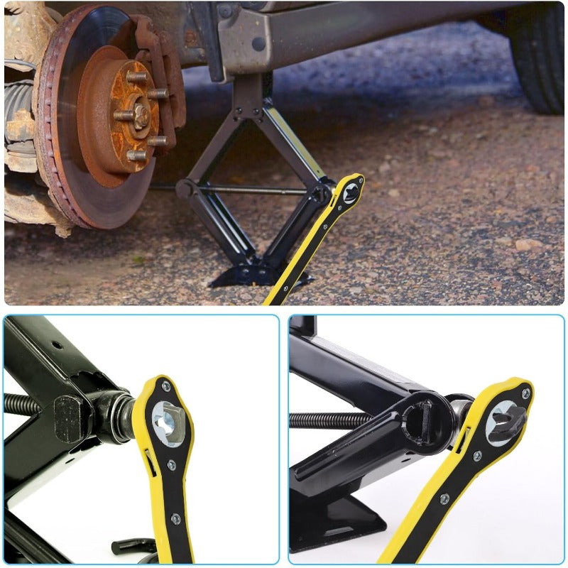 Scissor Jack Ratchet Wrench – Forged Steel, 360° Ratchet & Universal 2-Ton Fit