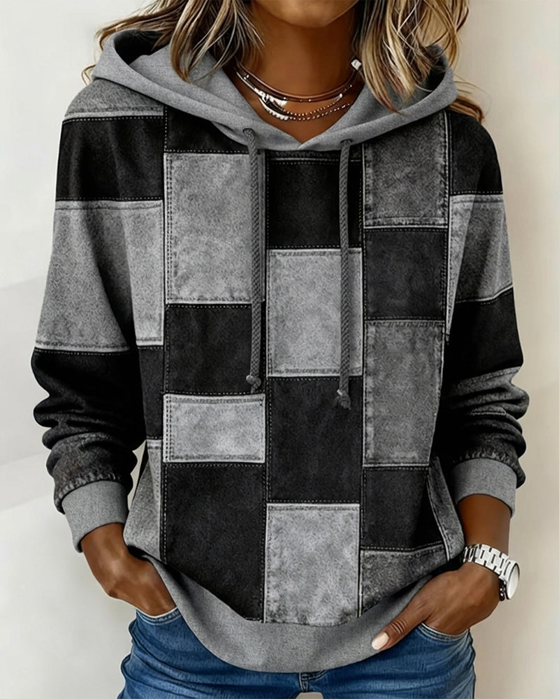 Stylish Long Sleeve Checkered Hoodie for Men & Women - Comfortable & Trendy Casual Wear