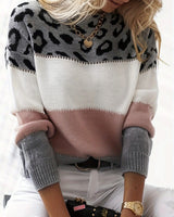 Zoe Color Block Leopard Print Pullover - Trendy Women's Sweater for Stylish Comfort