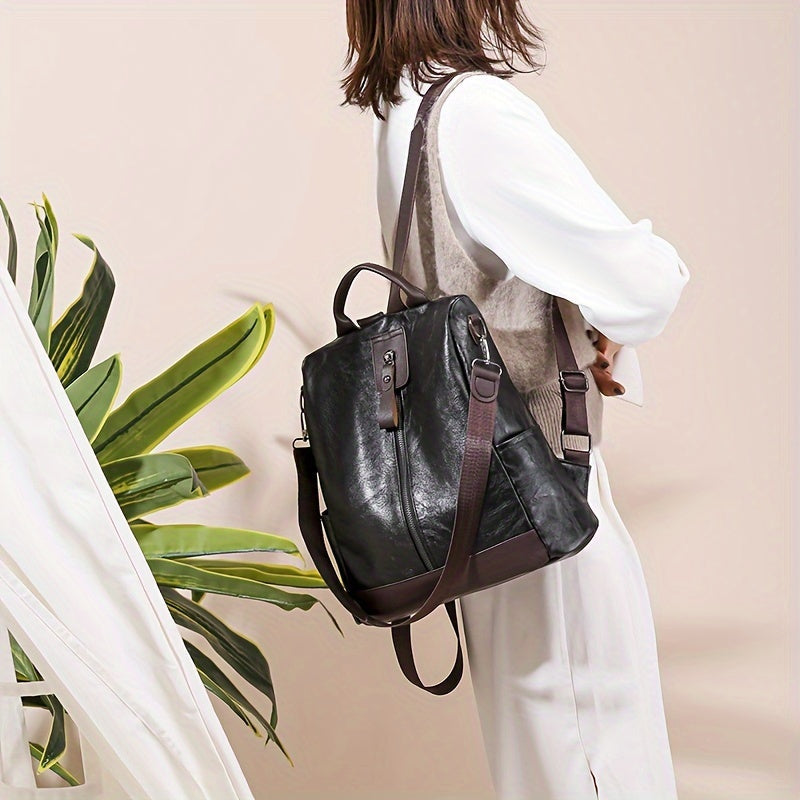 Anti-Theft Backpack – Women's Vegan Leather, Hidden Zippers & Water-Resistant