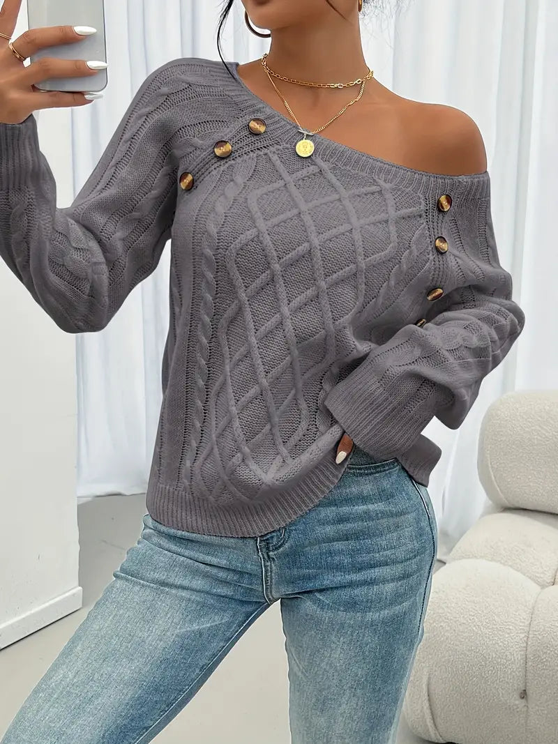 Enhanced Product Title: "Lina Langärmeliger Pullover mit Zopfmuster – Lässiger Rundhals-Pullover für Damen, Bequeme Strickmode für Herbst/Winter" 

This title includes relevant keywords while providing more detail about the product, making it more appeali