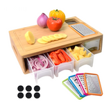 Bamboo Cutting Board Set – 4 Graters, Slide-Out Trays & 40×26cm