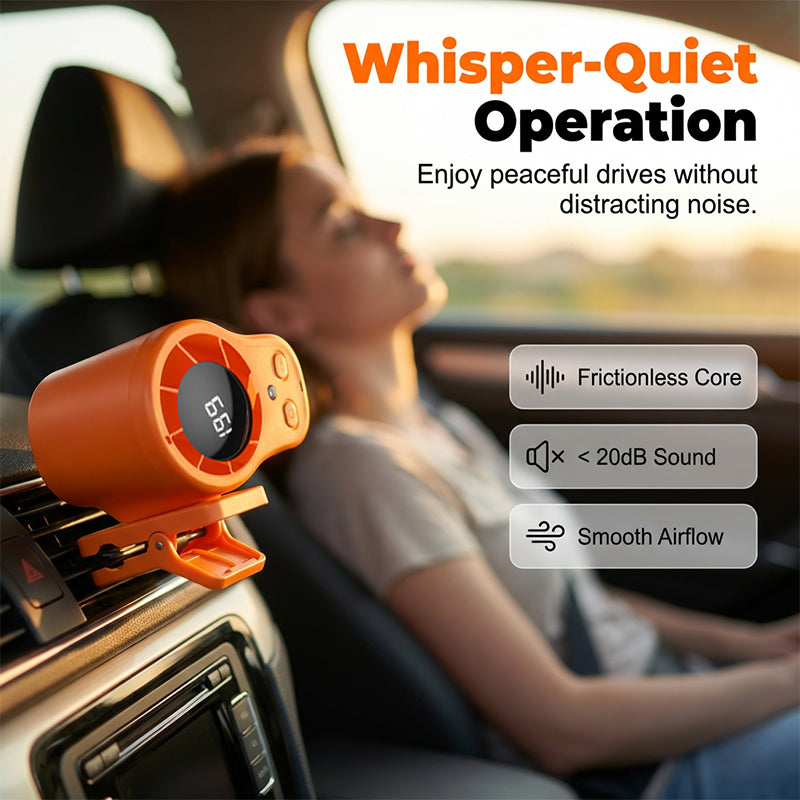 Mini Clip Fan – Rechargeable 4000mAh, 3 Speeds & LED Display for Car & Desk