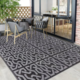 Reversible Outdoor Rug | Black & Grey Modern Patio Mat