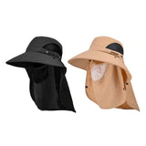 Unisex Wide-Brim Sun Hat – Detachable Neck Flap, Face Mask & Breathable Mesh