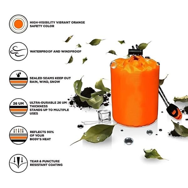 Reflective Emergency Blanket – Waterproof, 90% Heat Reflection & Compact Orange