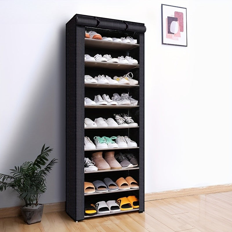 Optimized Product Title: **Stylish Fabric-Covered Shoe Cabinet with Sturdy Steel Frame – Available in 6 or 8 Tier Options for Maximum Storage**
