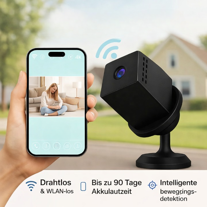 Wireless Security Camera – 4K Ultra HD, Infrared Night Vision & Rechargeable Battery