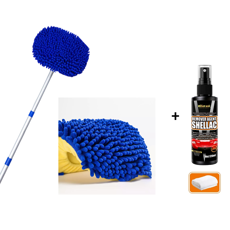 Telescopic Car Wash Brush – 58-115cm Extendable, 180° Swivel Head & Microfiber