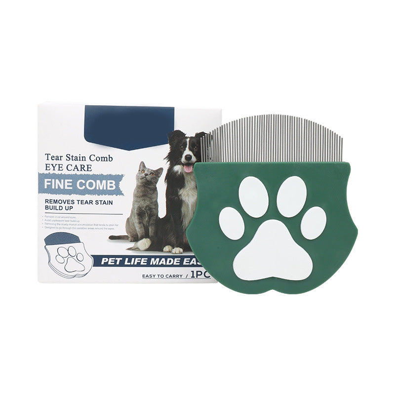 Pet Grooming Comb – Fine Metal Teeth, Ergonomic Paw Handle & Multi-Color