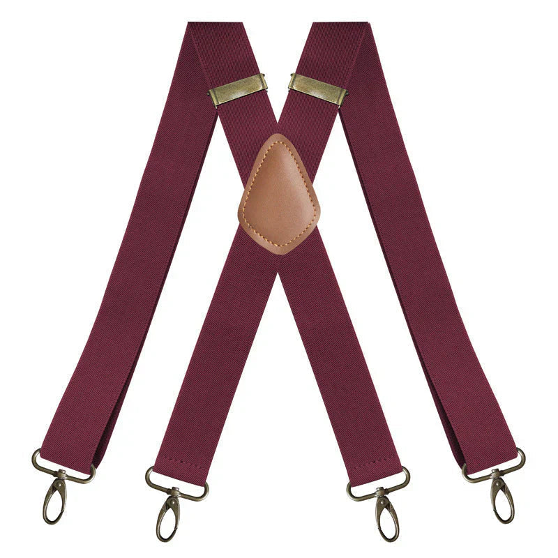 Men's Adjustable Y-Back Suspenders – 3.8cm Padded Straps, 120cm Length & Strong Clips