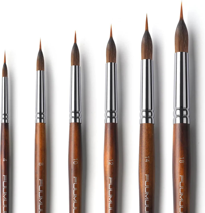 Detail Paint Brush Set – Wood Handle, Fine Synthetic Tips & 4 or 6 Pieces