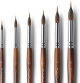 Detail Paint Brush Set – Wood Handle, Fine Synthetic Tips & 4 or 6 Pieces