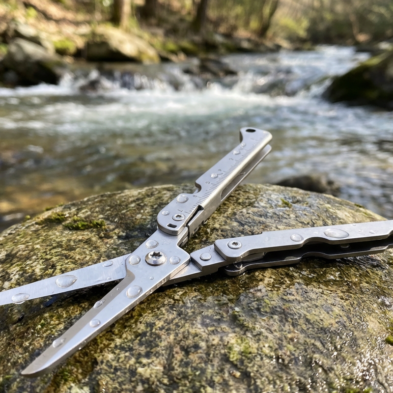 Folding Stainless Steel Scissors – Compact 9cm, Built-In Ruler, Multi-Tool