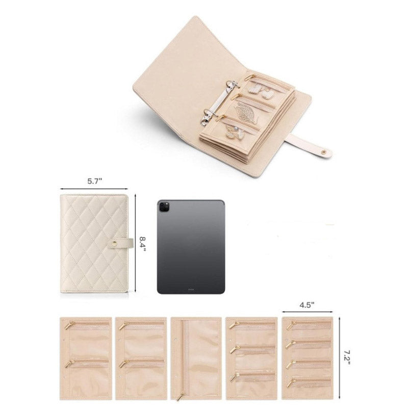 Travel Jewelry Case – PU Leather, Multi-Compartment & Snap Closure