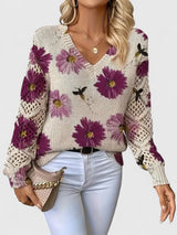 Noelle Floral Knit Sweater - Stylish Strickpullover for Women