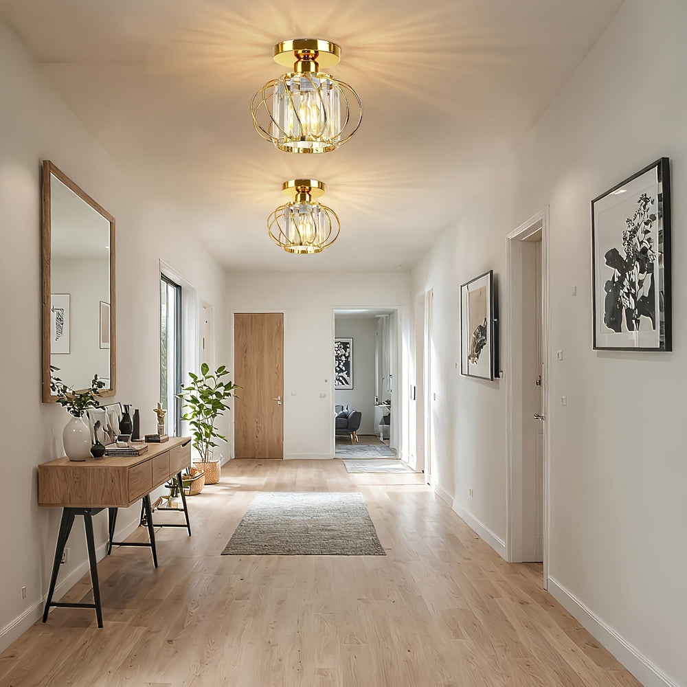 Modern Industrial Cage Ceiling Light | Elegant Semi Flush Mount Fixture