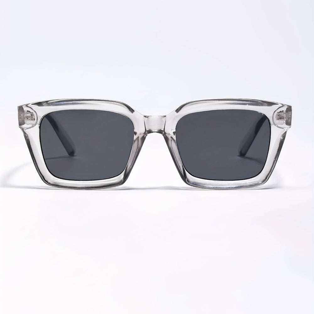 Men's Square Sunglasses – UV400 Protection, Lightweight Polycarbonate, Clear Grey