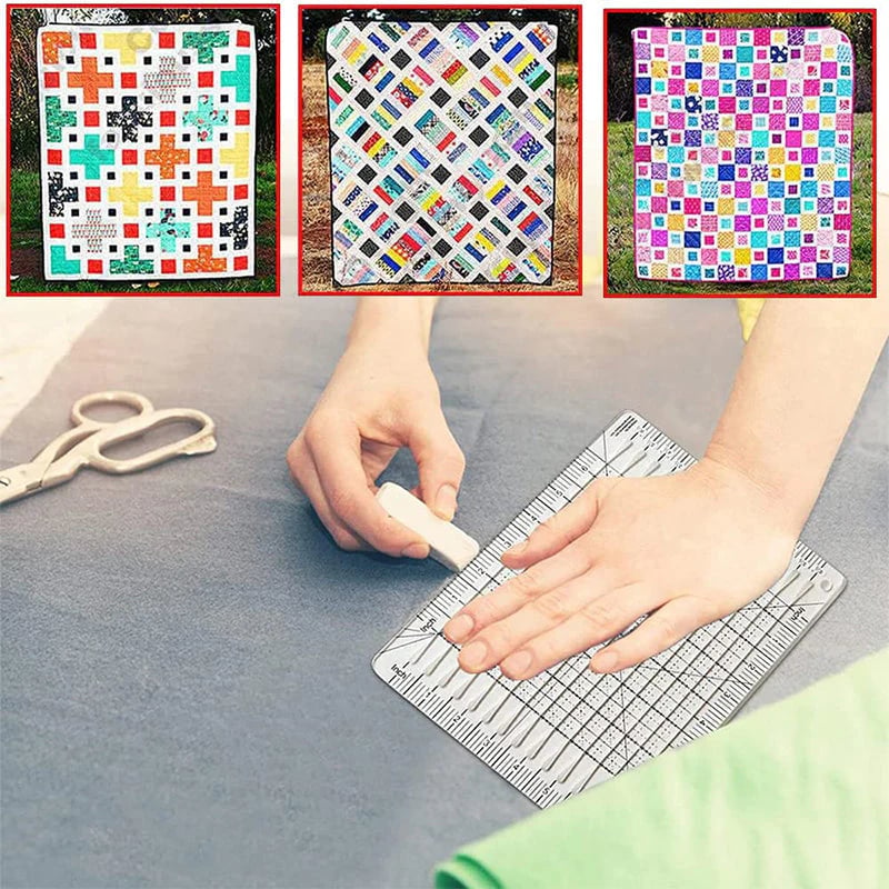 Quilting Cutting Ruler with Non-Slip Grip – 35×20cm, Cuts 6 Fabric Layers & Ambidextrous