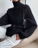 Audrey Women's Knitted Turtleneck Sweater - Cozy & Stylish Pullover for Fall/Winter Fashion