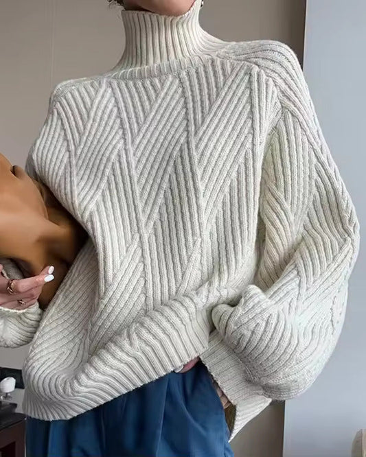Audrey Women's Knitted Turtleneck Sweater - Cozy & Stylish Pullover for Fall/Winter Fashion