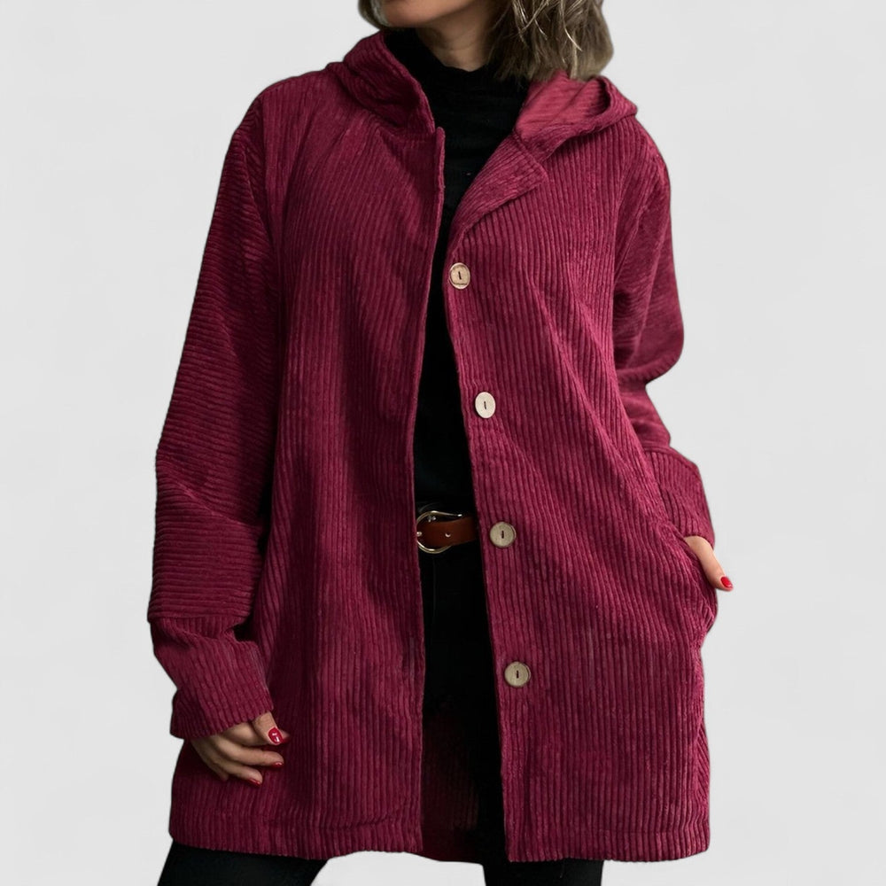 Enhanced Product Title: **Cordia™ - Bequeme Kapuzen-Cordjacke für Damen | Stylische und Gemütliche Freizeitjacke** 

This title includes relevant keywords for better visibility on Google Shopping while maintaining clarity and appeal.