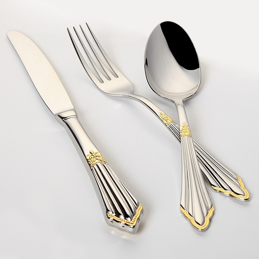 GlowCut – 24 or 48-Piece Stainless Steel Cutlery Set with Gold Finish