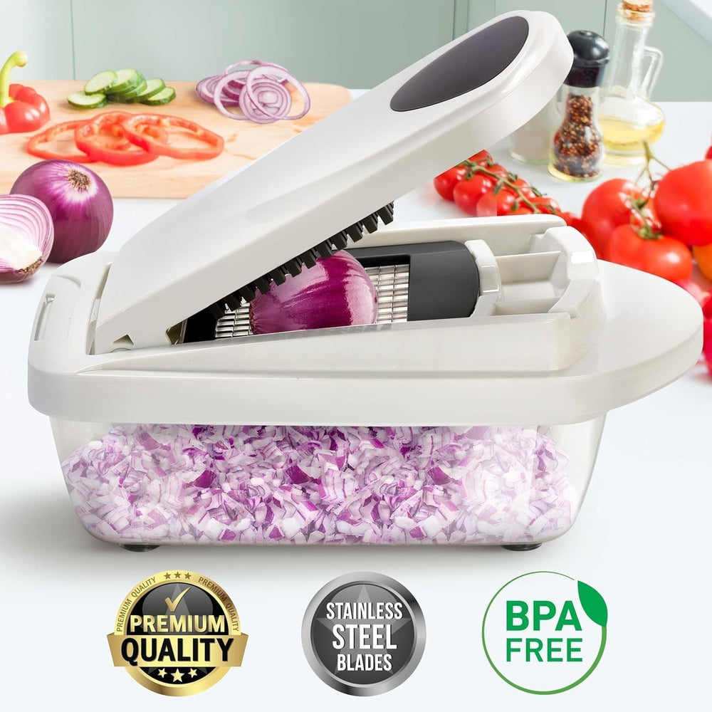 10-in-1 Vegetable Slicer with 8 Versatile Blades – Quick Cutting, Chopping & Grating for Effortless Meal Prep!