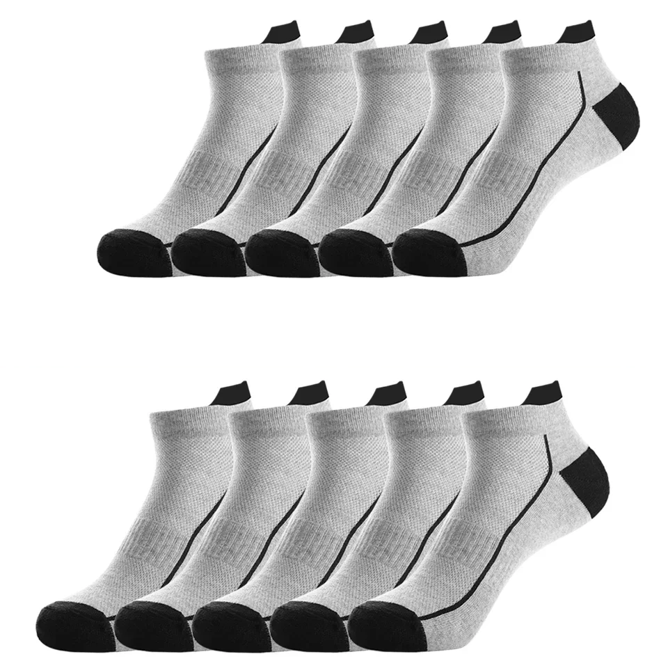 10 Pairs Men's Sports Socks - Breathable Bamboo, Anti-Slip, Comfortable & Moisture-Wicking