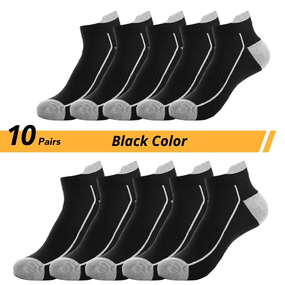 10 Pairs Men's Sports Socks - Breathable Bamboo, Anti-Slip, Comfortable & Moisture-Wicking