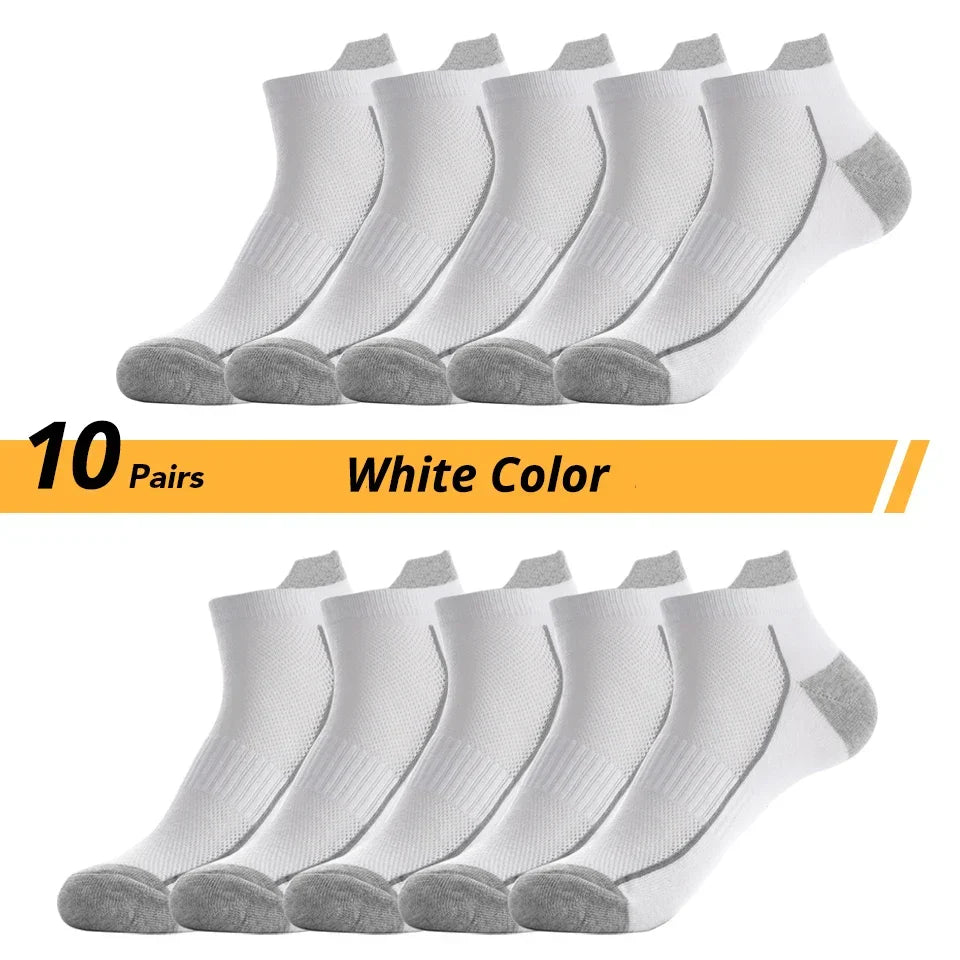 10 Pairs Men's Sports Socks - Breathable Bamboo, Anti-Slip, Comfortable & Moisture-Wicking