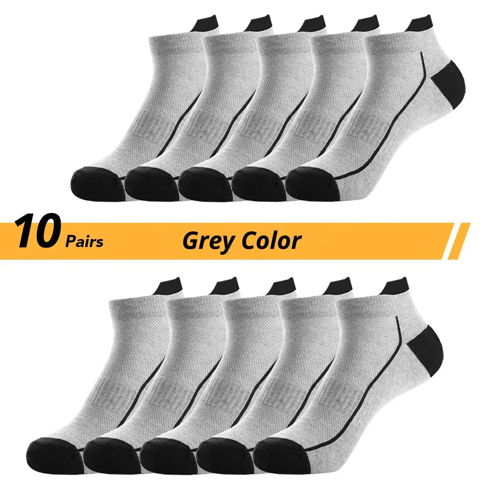 10 Pairs Men's Sports Socks - Breathable Bamboo, Anti-Slip, Comfortable & Moisture-Wicking