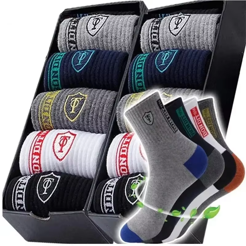 10 Pairs Men's Sports Socks - Breathable Bamboo, Anti-Slip, Comfortable & Moisture-Wicking