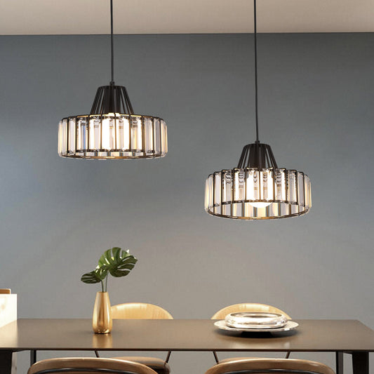 Crystal Pendant Light – Modern Black Design, Elegant Hanging Fixture