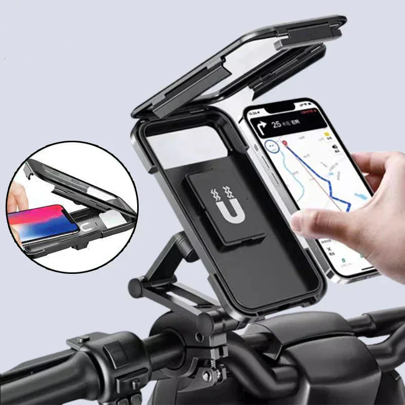 Waterproof Bike Phone Mount – 15W Wireless Charging, 5000mAh, Fits 4.5–6.8 Inch Phones
