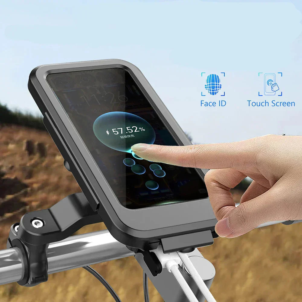 Waterproof Bike Phone Mount – 15W Wireless Charging, 5000mAh, Fits 4.5–6.8 Inch Phones